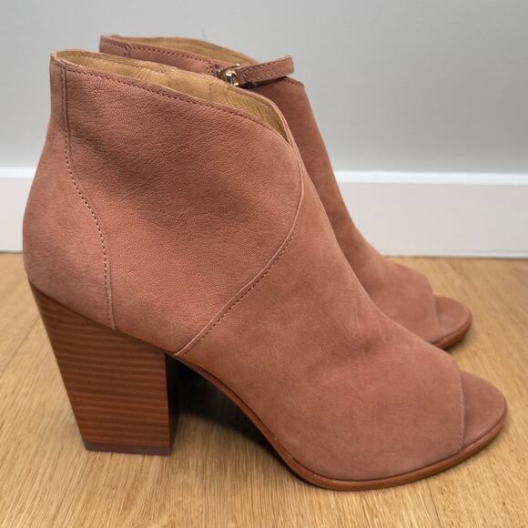 NEW Joie Diya Open Toe High Heel Zippered Bootie in Cognac Brown Leather - Picture 1 of 12